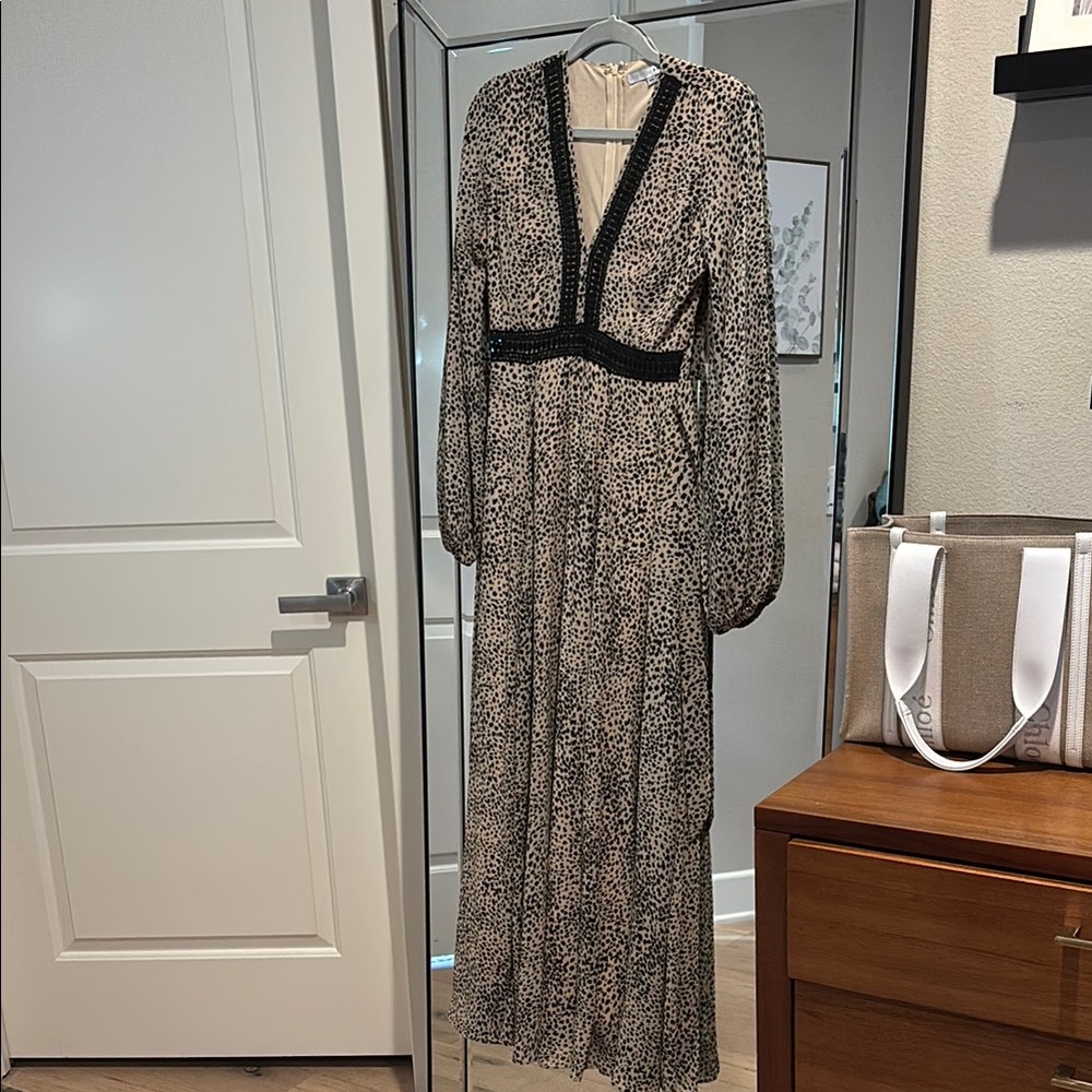 Baltic Born Black and Cream Long Sleeve Dress